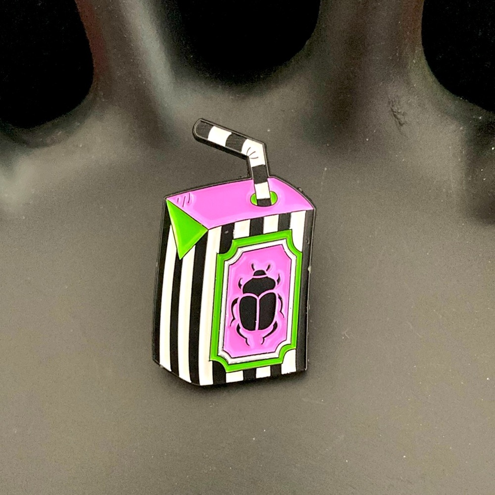 Beetlejuice Juice Box enamel pin